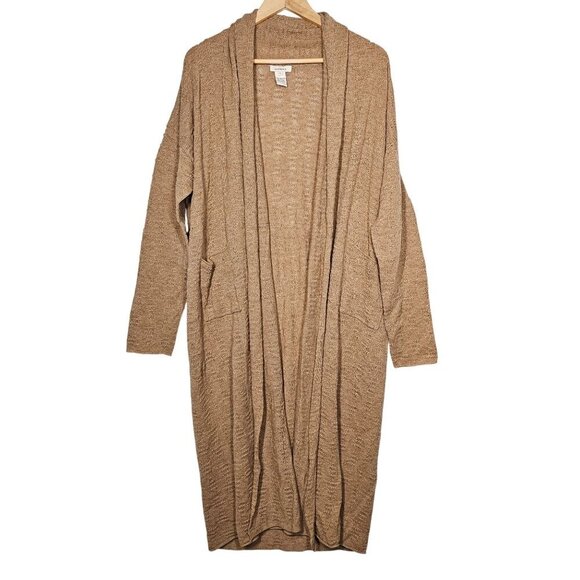Sundance Womens Long Beige Lambswool & Acrylic Open Front Cardigan Sweater L - Picture 1 of 7